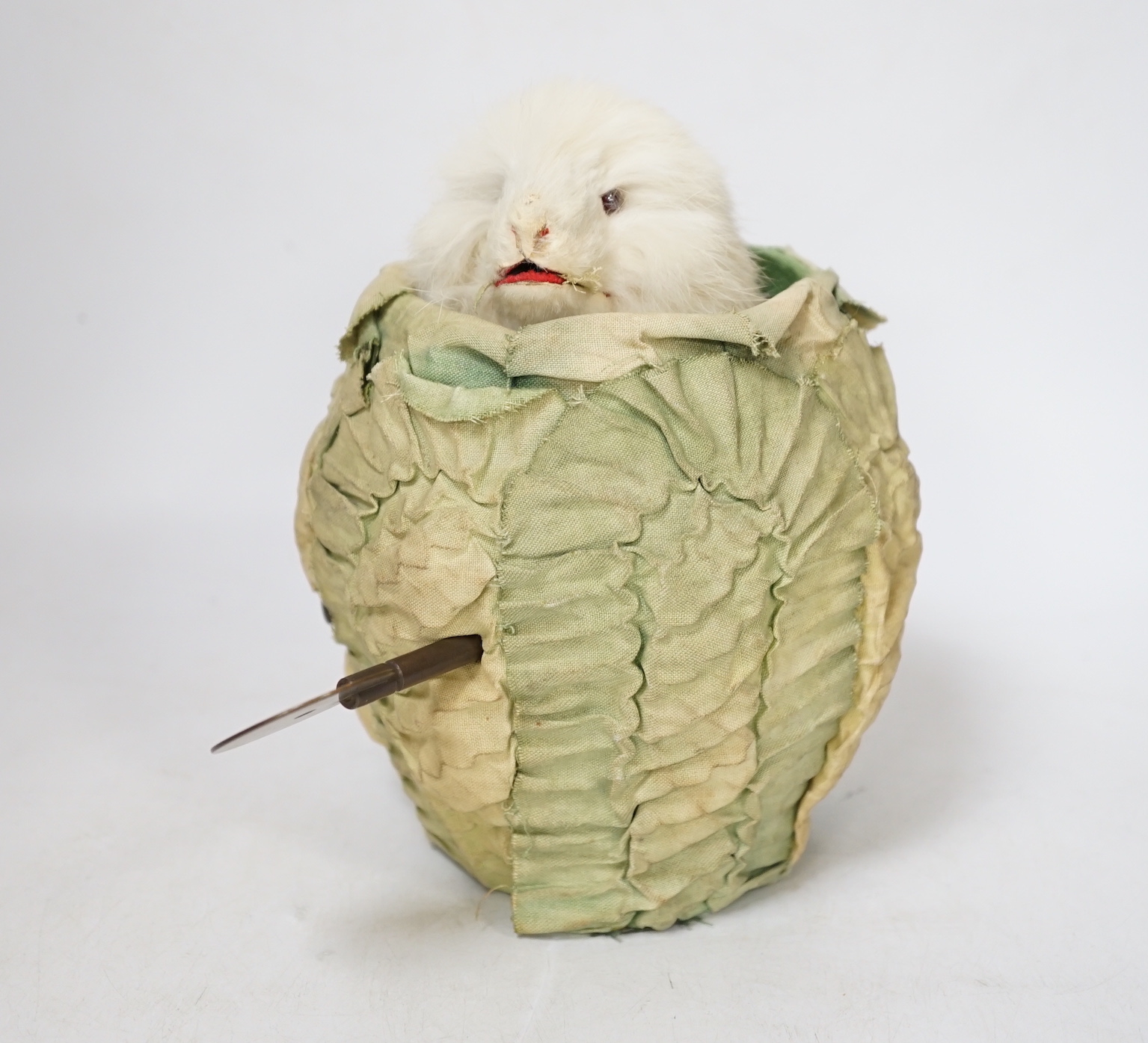 A Roullet et Decamps rabbit automaton in lettuce, 19cm high